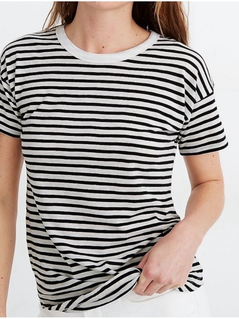 Madewell Whisper Cotton Rib-Crewneck Tee Bridgewater Stripe